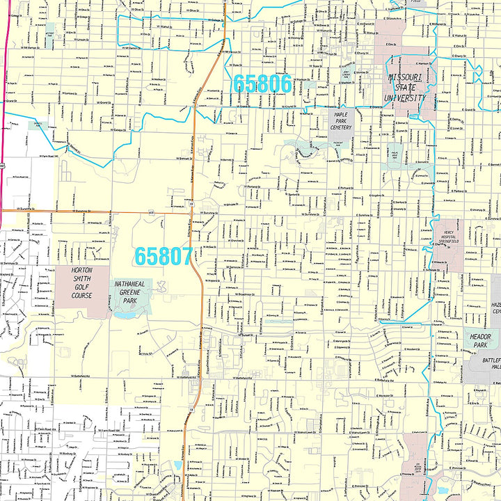 Premium Style Wall Map of Springfield, MO