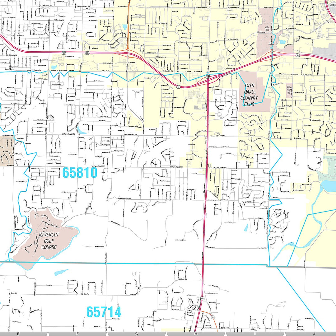 Premium Style Wall Map of Springfield, MO