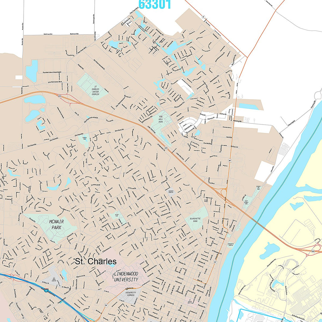 Premium Style Wall Map of St. Charles, MO
