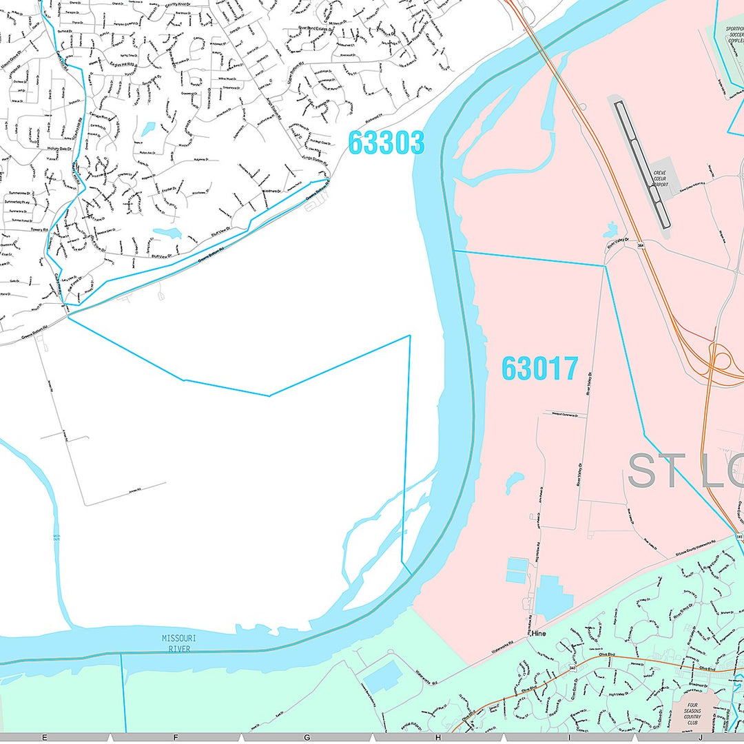 Premium Style Wall Map of St. Charles, MO