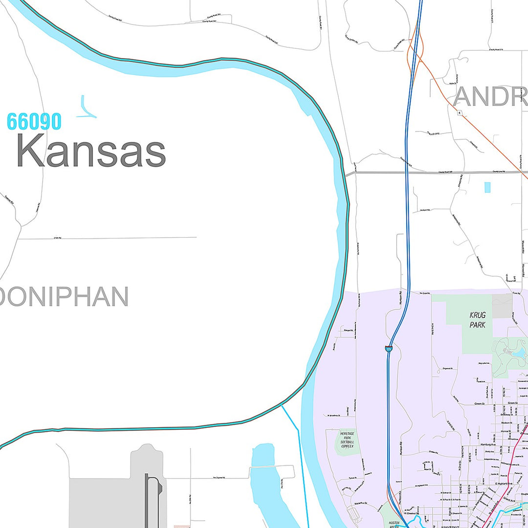 Premium Style Wall Map of St. Joseph, MO