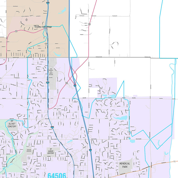 Premium Style Wall Map of St. Joseph, MO