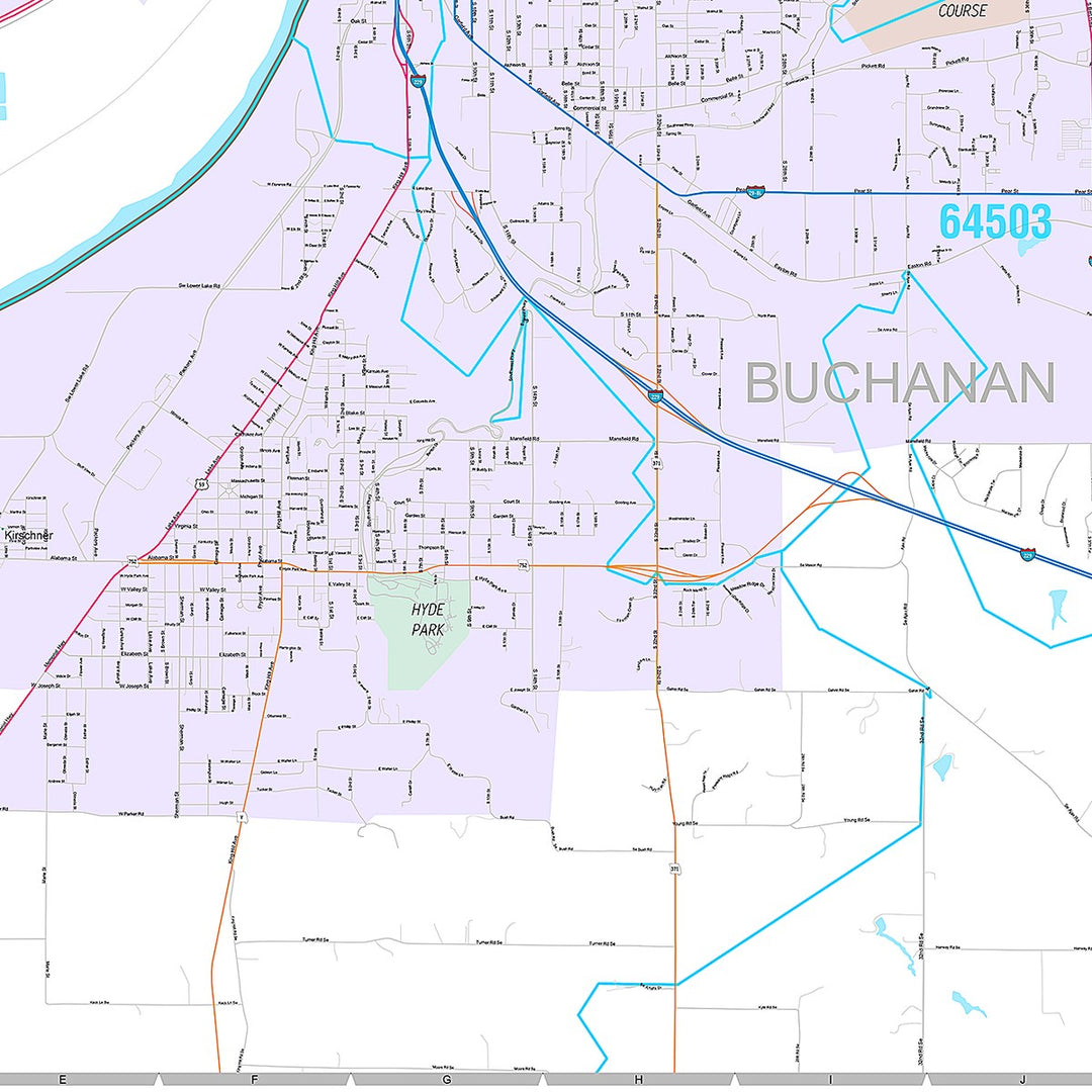 Premium Style Wall Map of St. Joseph, MO