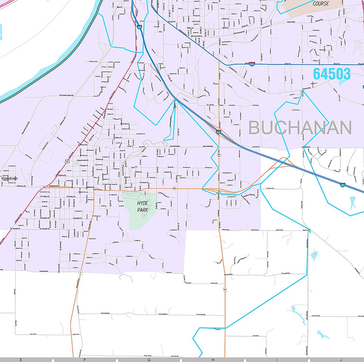 Premium Style Wall Map of St. Joseph, MO