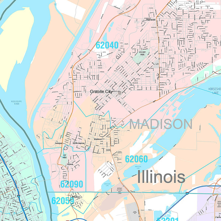Premium Style Wall Map of St. Louis MO.