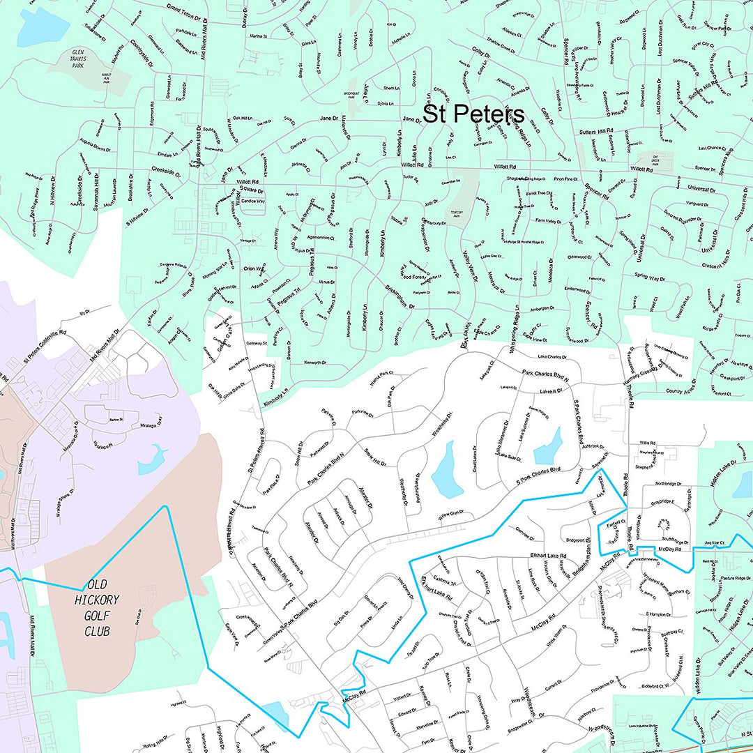 Premium Style Wall Map of St. Peters, MO