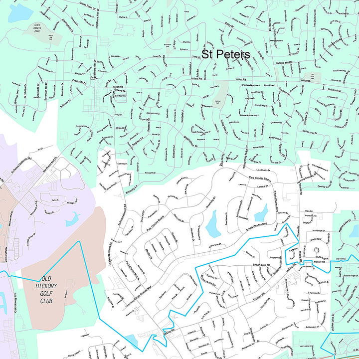 Premium Style Wall Map of St. Peters, MO