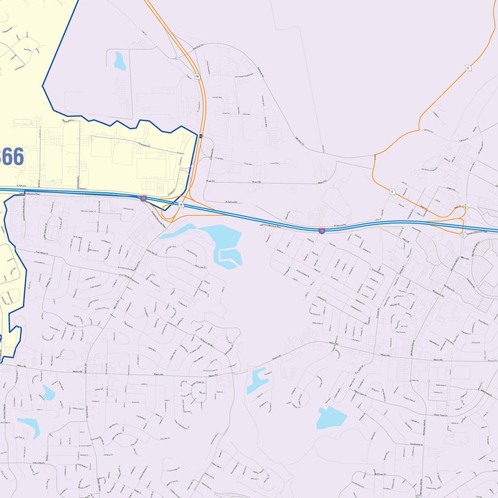 Color Cast Zip Code Style Wall Map of St. Peters, MO