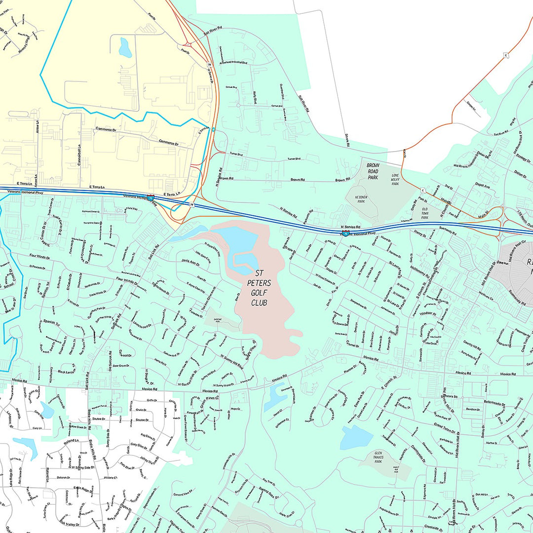 Premium Style Wall Map of St. Peters, MO