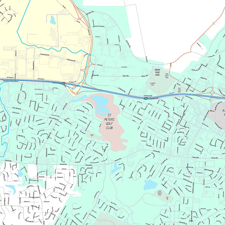 Premium Style Wall Map of St. Peters, MO