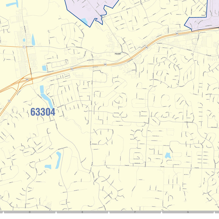 Color Cast Zip Code Style Wall Map of St. Peters, MO