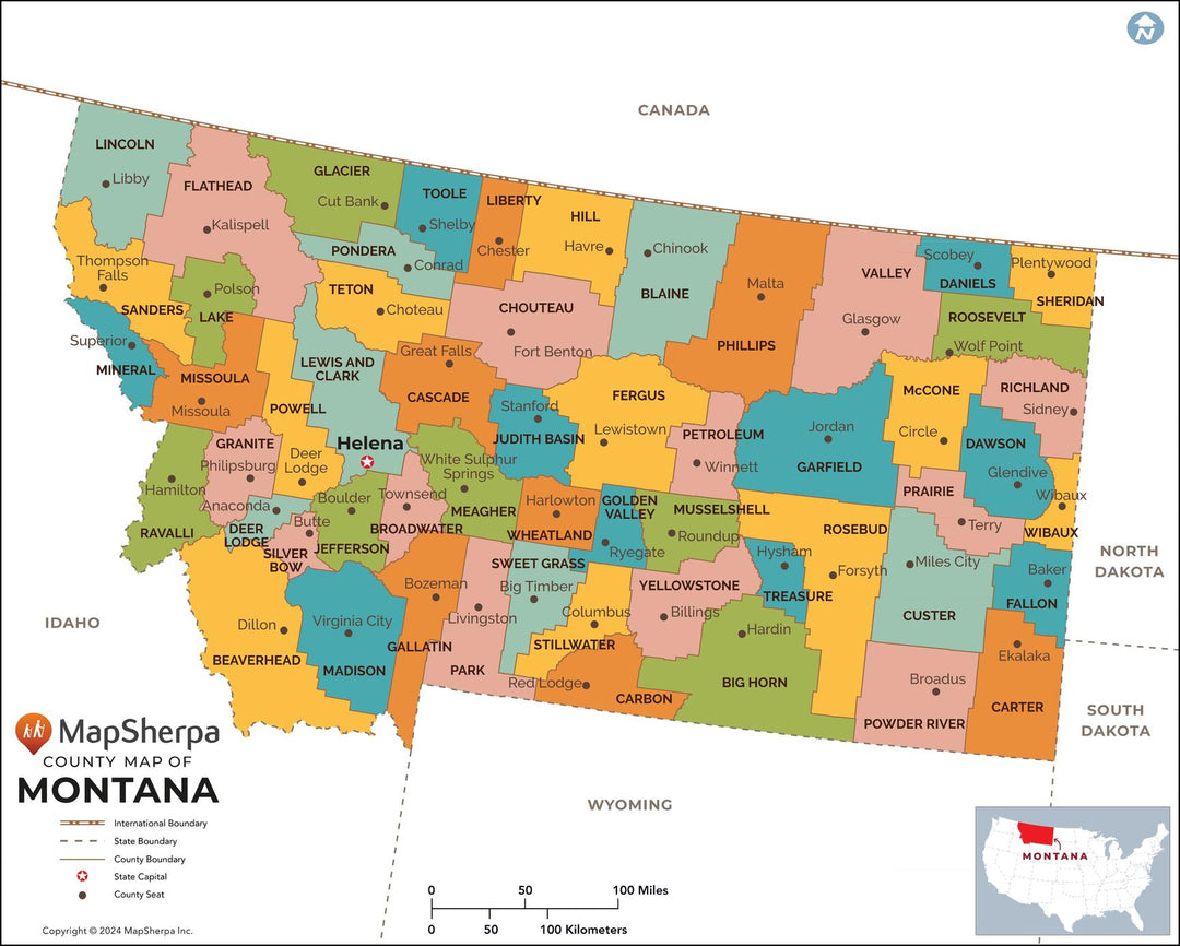Montana Counties Map