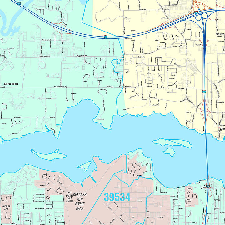 Premium Style Wall Map of Biloxi, MS
