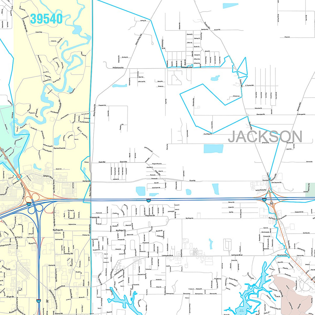 Premium Style Wall Map of Biloxi, MS