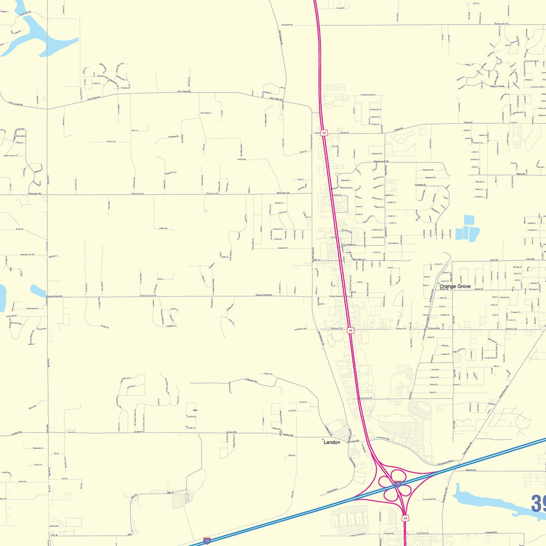 Color Cast Zip Code Style Wall Map of Gulfport, MS