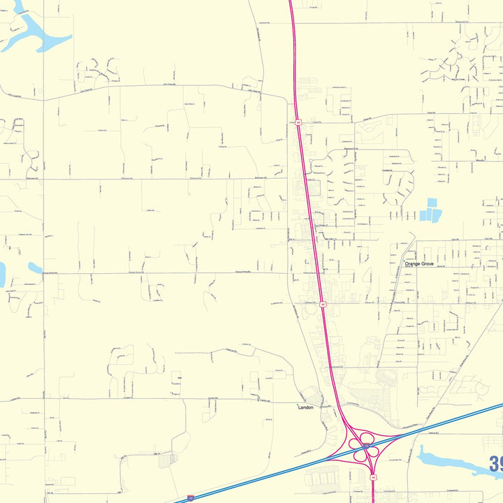 Color Cast Zip Code Style Wall Map of Gulfport, MS