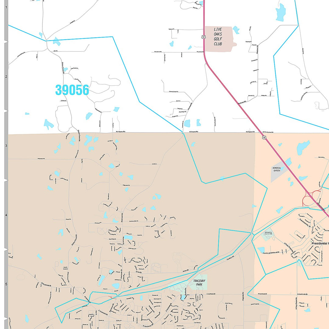 Premium Style Wall Map of Jackson, MS