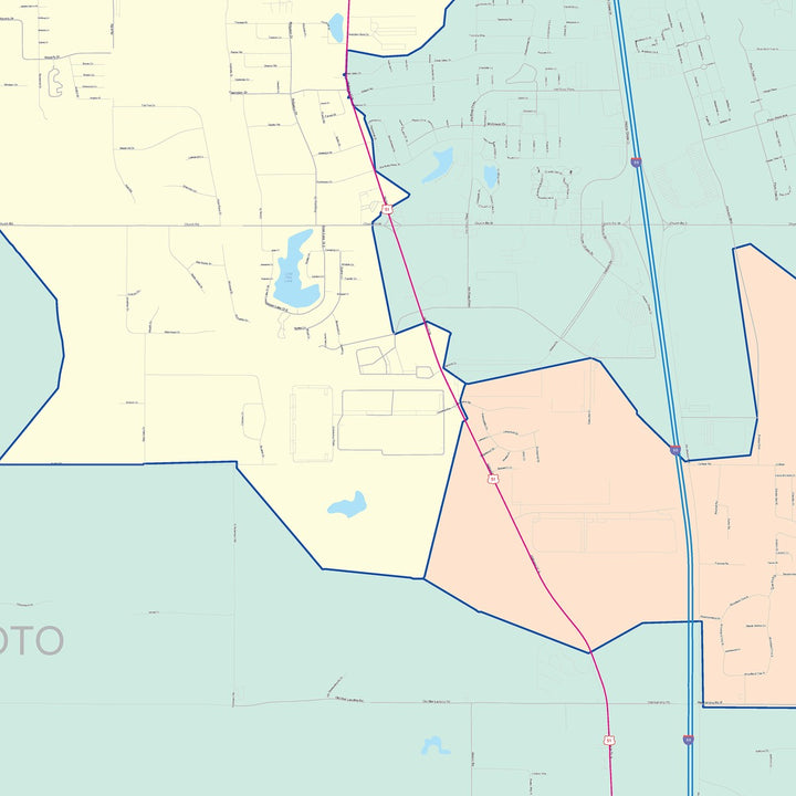 Color Cast Zip Code Style Wall Map of Southaven, MS
