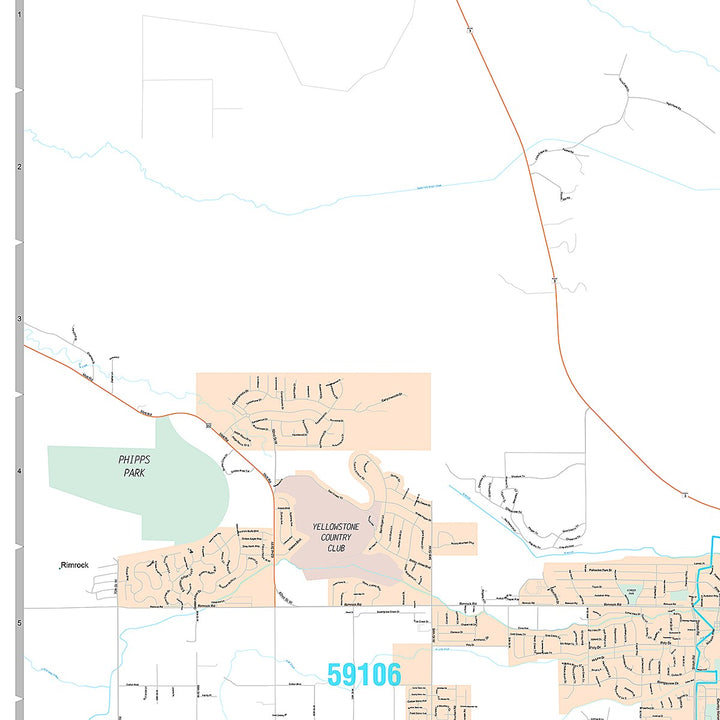 Premium Style Wall Map of Billings, MT
