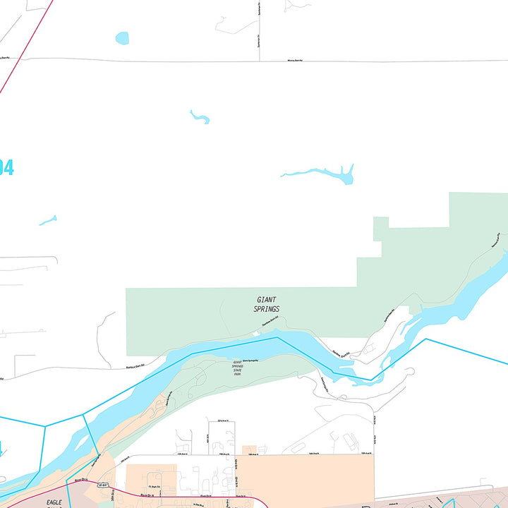 Premium Style Wall Map of Great Falls, MT