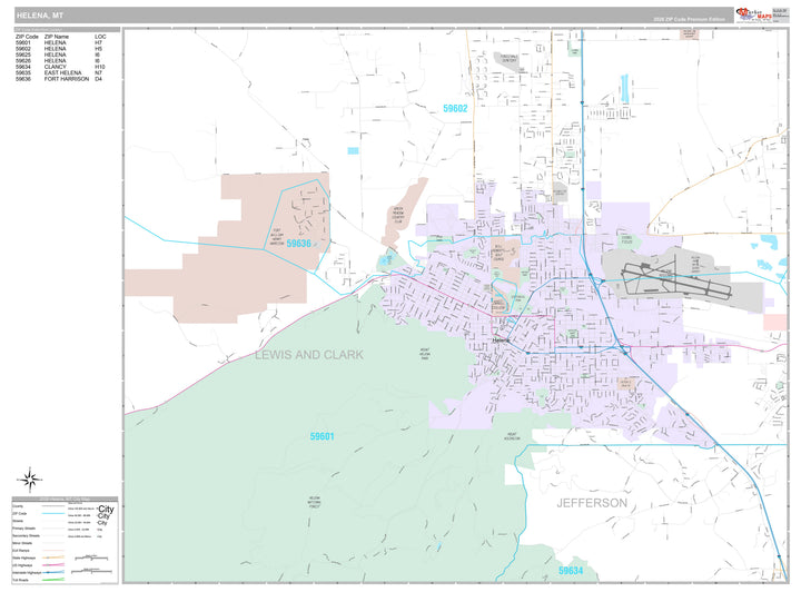 Premium Style Wall Map of Helena, MT