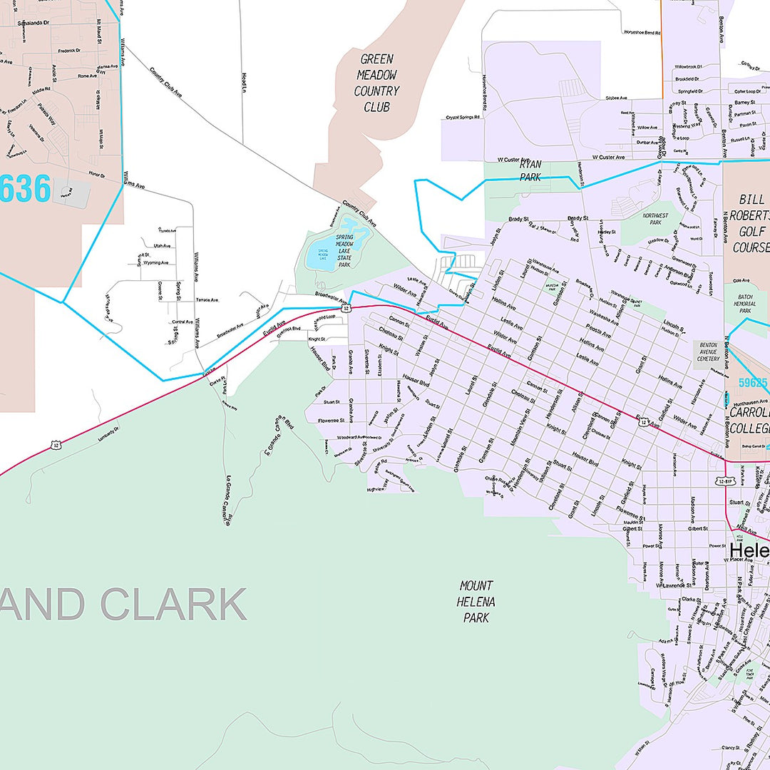 Premium Style Wall Map of Helena, MT