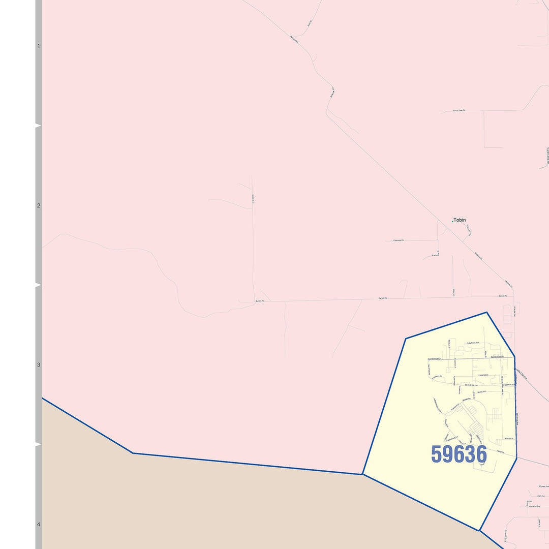 Color Cast Zip Code Style Wall Map of Helena, MT