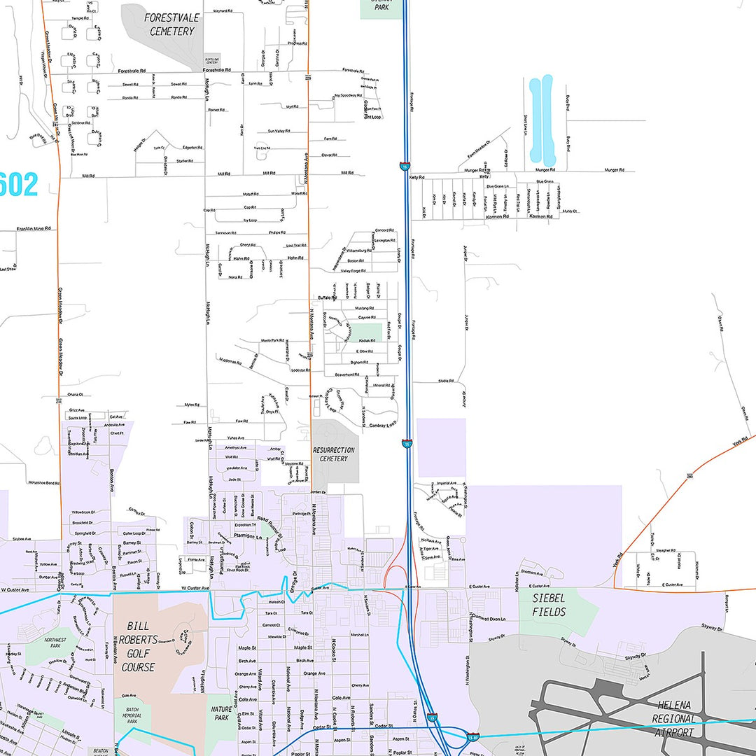 Premium Style Wall Map of Helena, MT