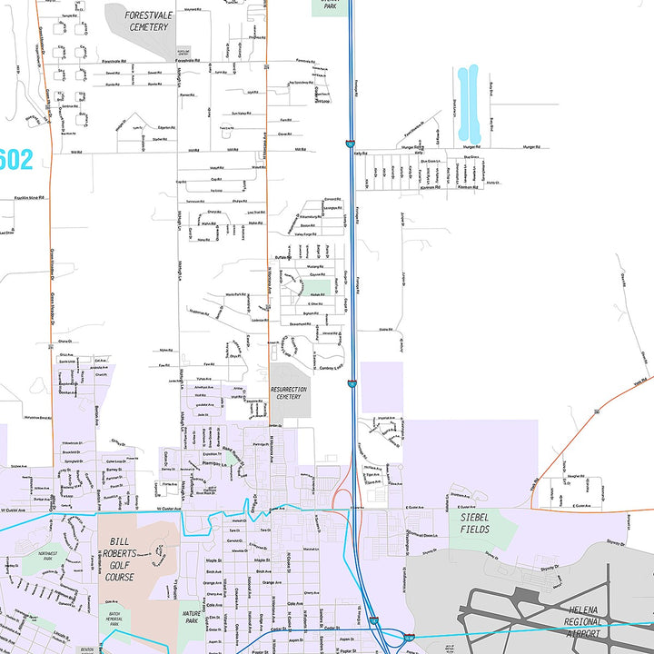 Premium Style Wall Map of Helena, MT