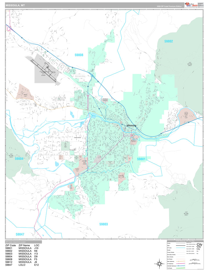 Premium Style Wall Map of Missoula, MT