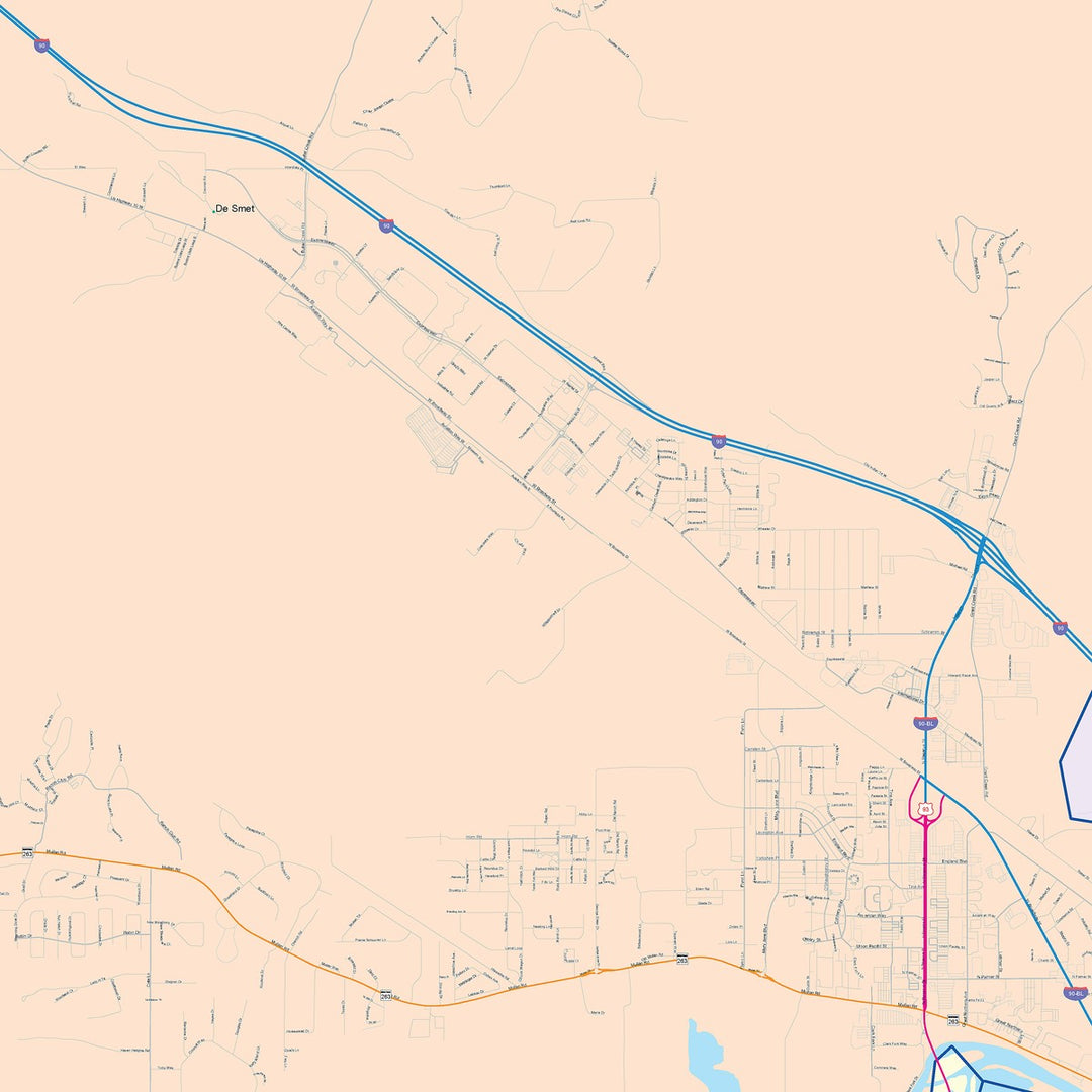 Color Cast Zip Code Style Wall Map of Missoula, MT