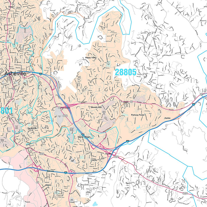 Premium Style Wall Map of Asheville, NC