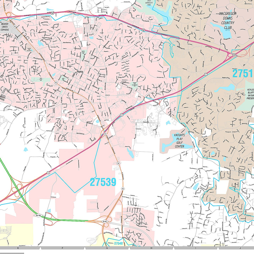 Premium Style Wall Map of Cary, NC
