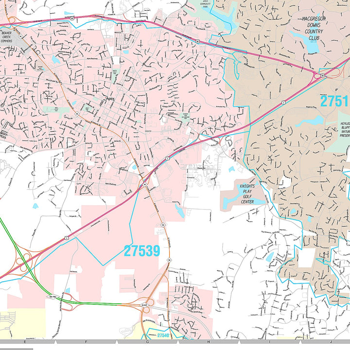 Premium Style Wall Map of Cary, NC