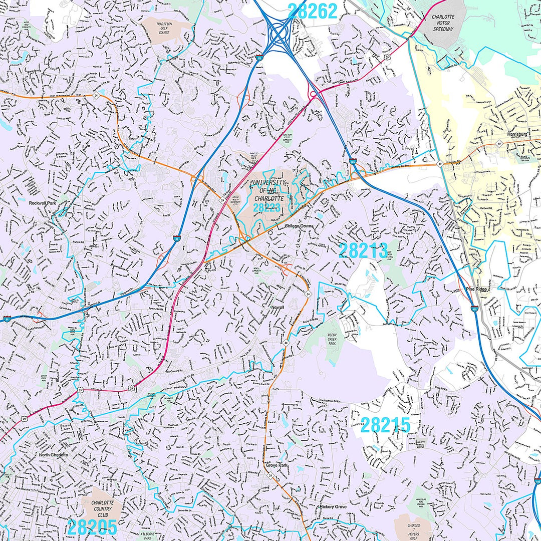 Premium Style Wall Map of Charlotte NC
