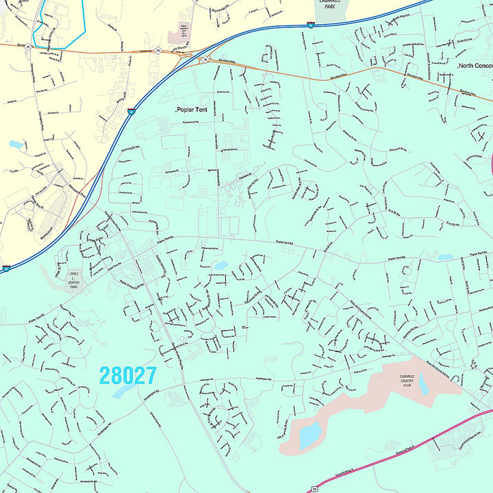 Premium Style Wall Map of Concord, NC