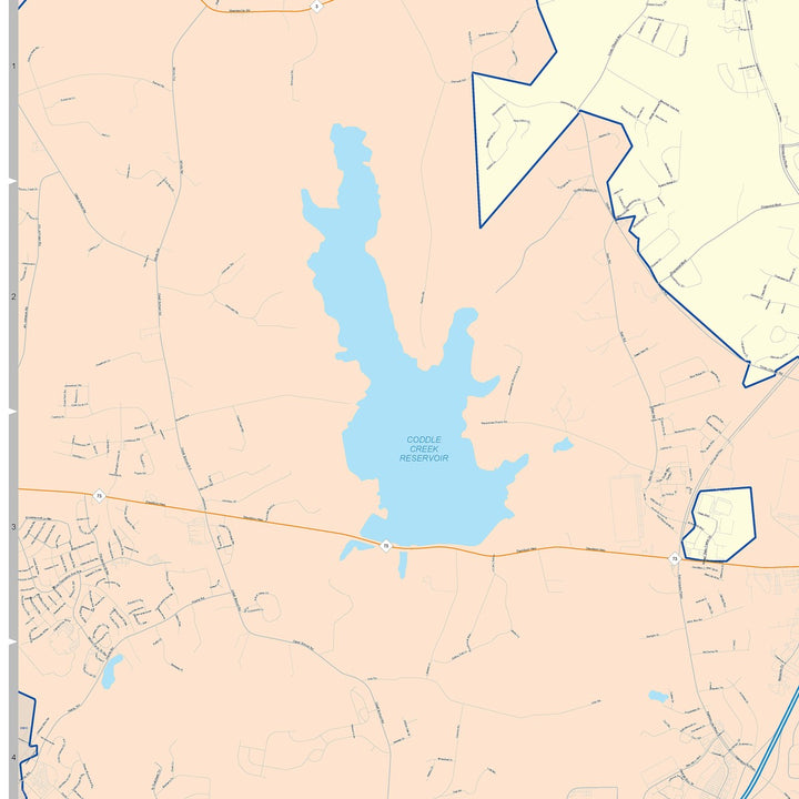 Color Cast Zip Code Style Wall Map of Concord, NC