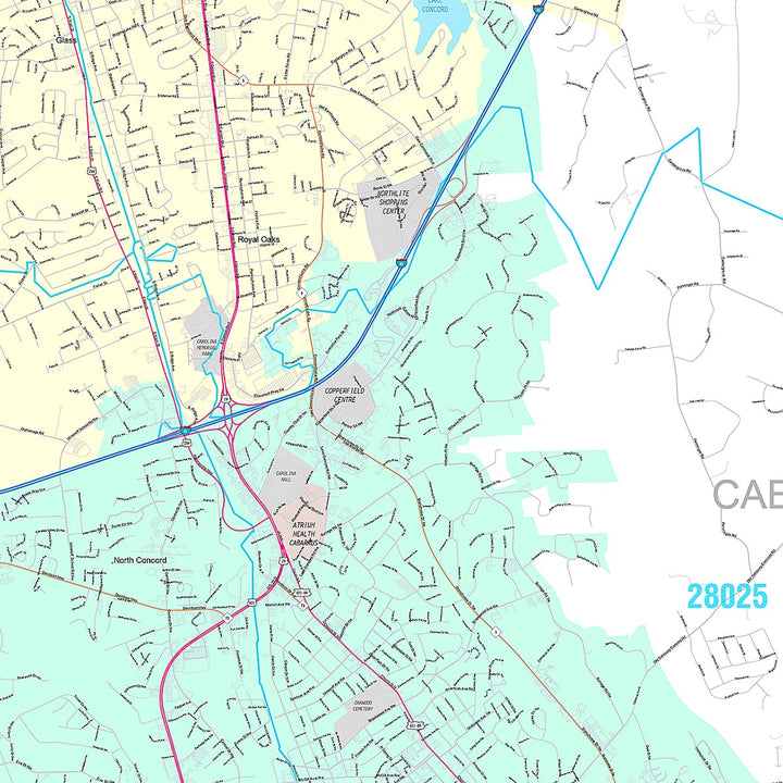 Premium Style Wall Map of Concord, NC
