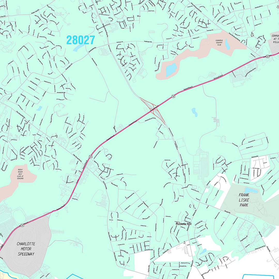 Premium Style Wall Map of Concord, NC