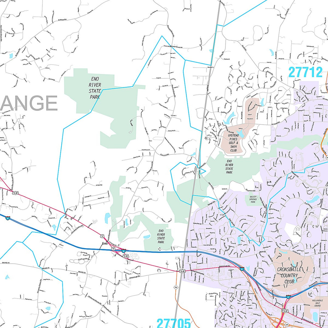 Premium Style Wall Map of Durham NC