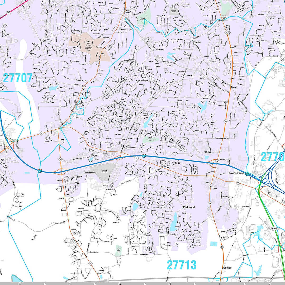 Premium Style Wall Map of Durham NC