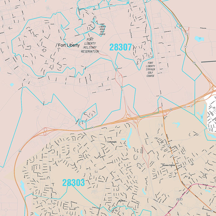 Premium Style Wall Map of Fayetteville NC
