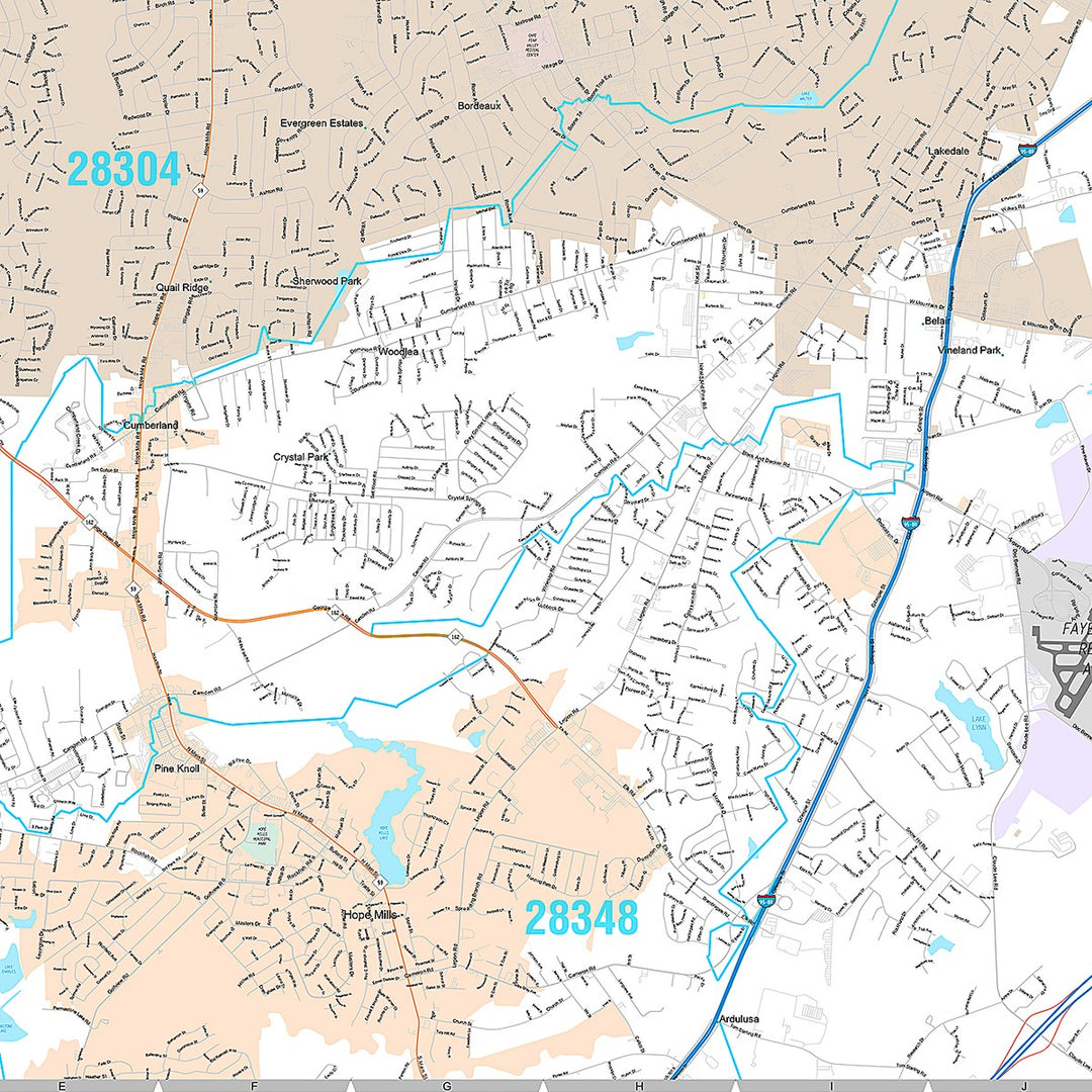 Premium Style Wall Map of Fayetteville NC