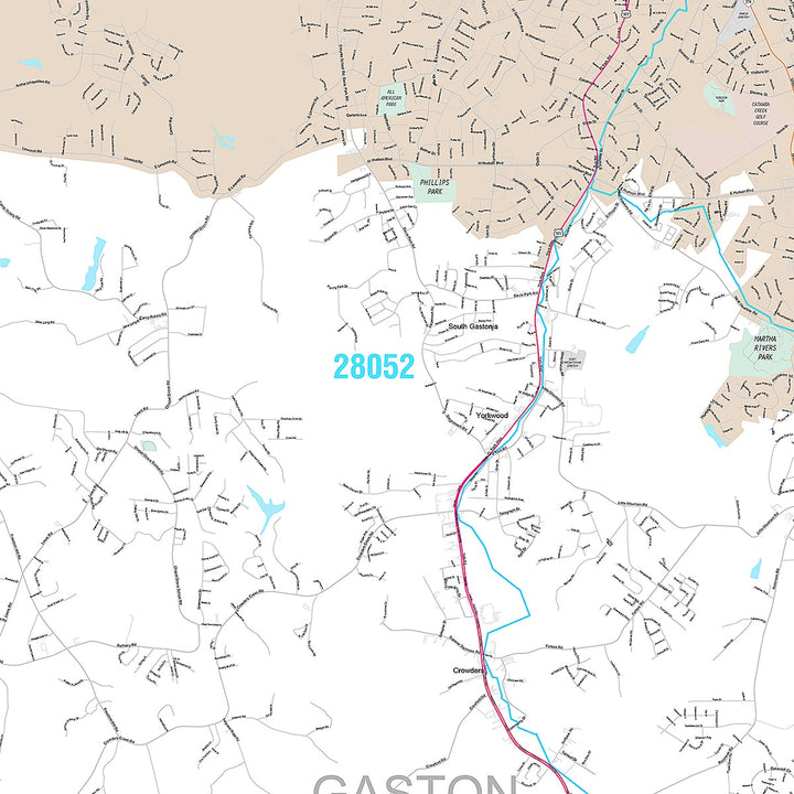 Premium Style Wall Map of Gastonia, NC
