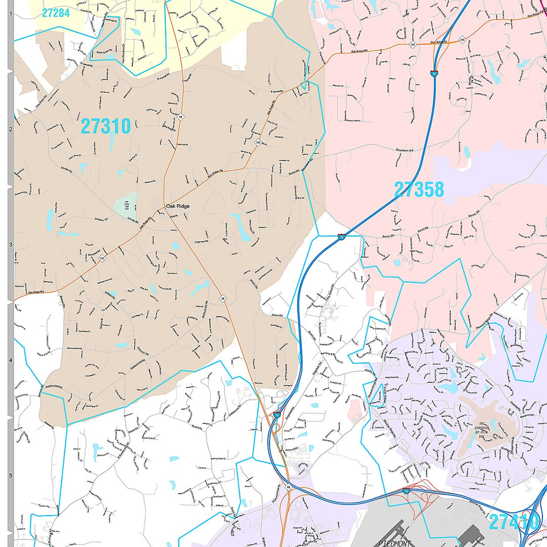 Premium Style Wall Map of Greensboro NC