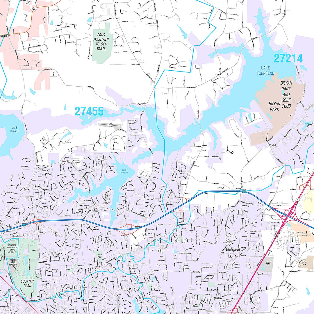 Premium Style Wall Map of Greensboro NC