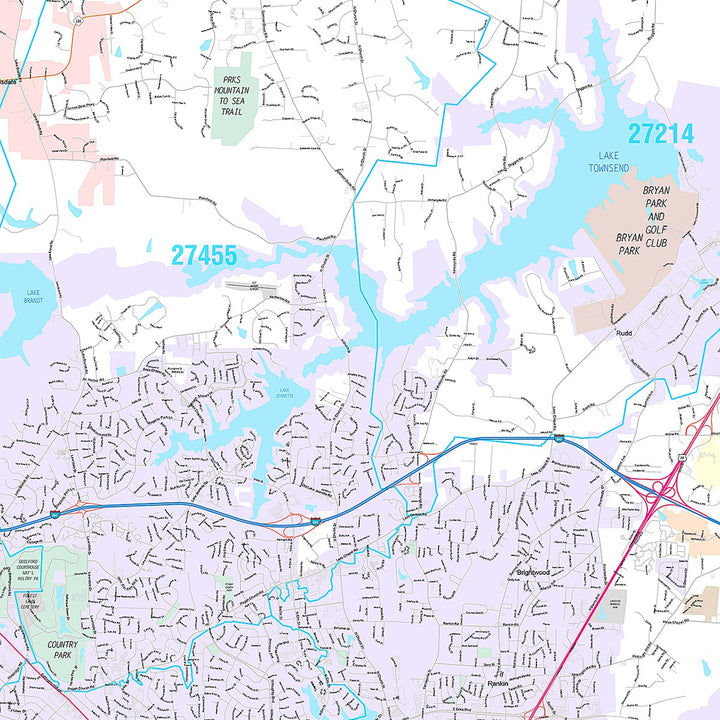 Premium Style Wall Map of Greensboro NC