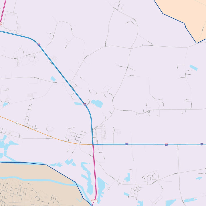 Color Cast Zip Code Style Wall Map of Greenville, NC