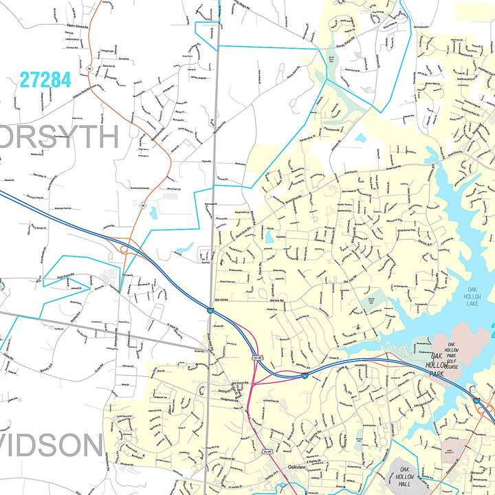 Premium Style Wall Map of HIgh Point, NC