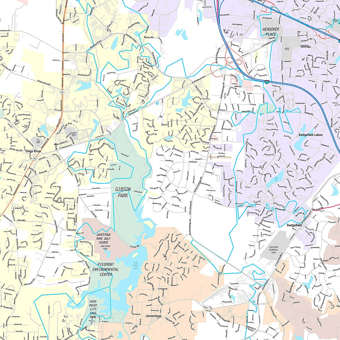 Premium Style Wall Map of HIgh Point, NC